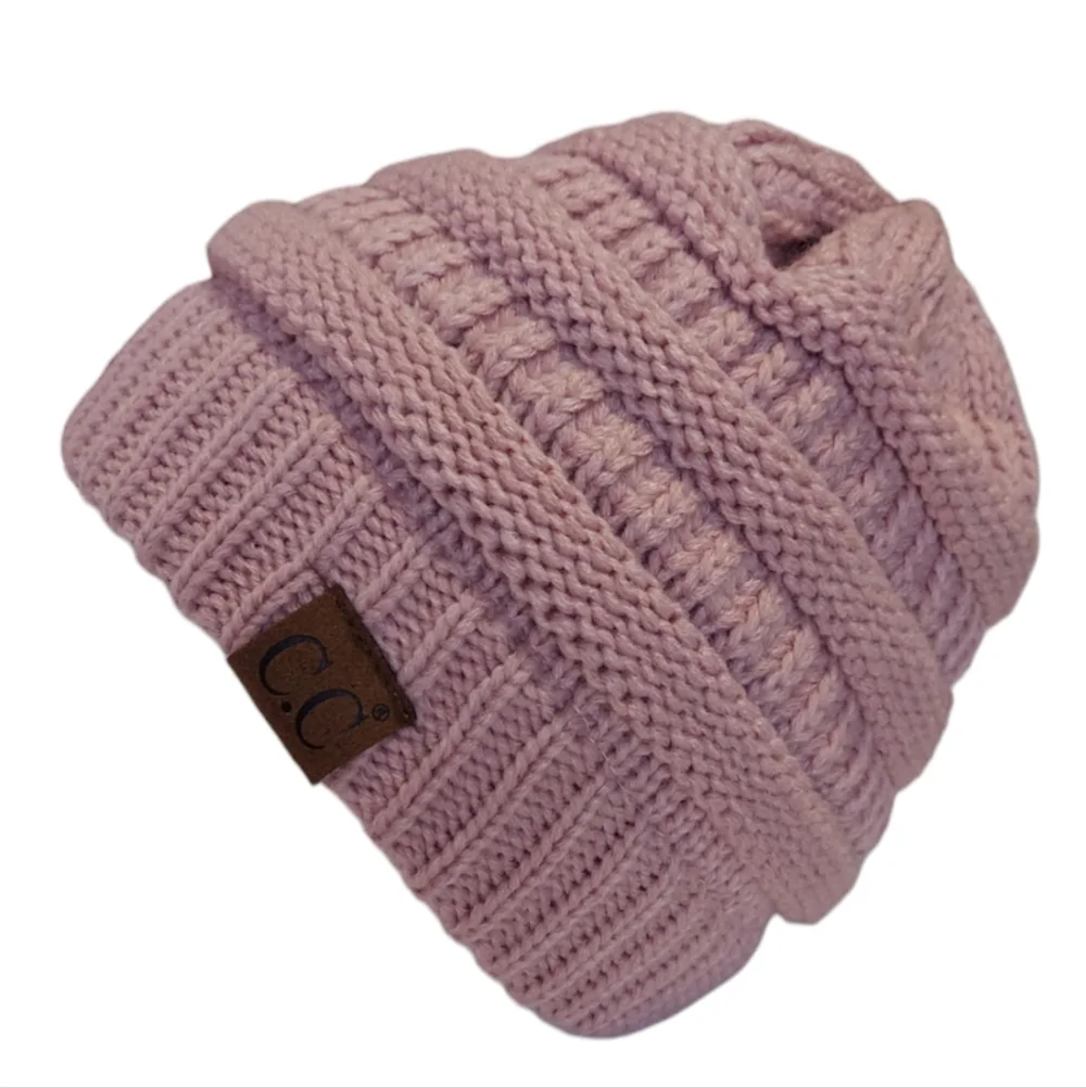 C.C Beanie Hat Womens Cable Knit Hat Pink Warm Lined New Hat Warm Winter